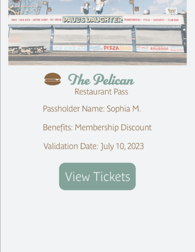 The user has a membership discount to The Pelican, an Ocean Shore restaurant.
