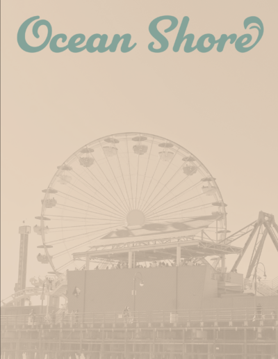 Boardwalk featuring ferris wheel, welcoming a user with the Ocean Shore logotype