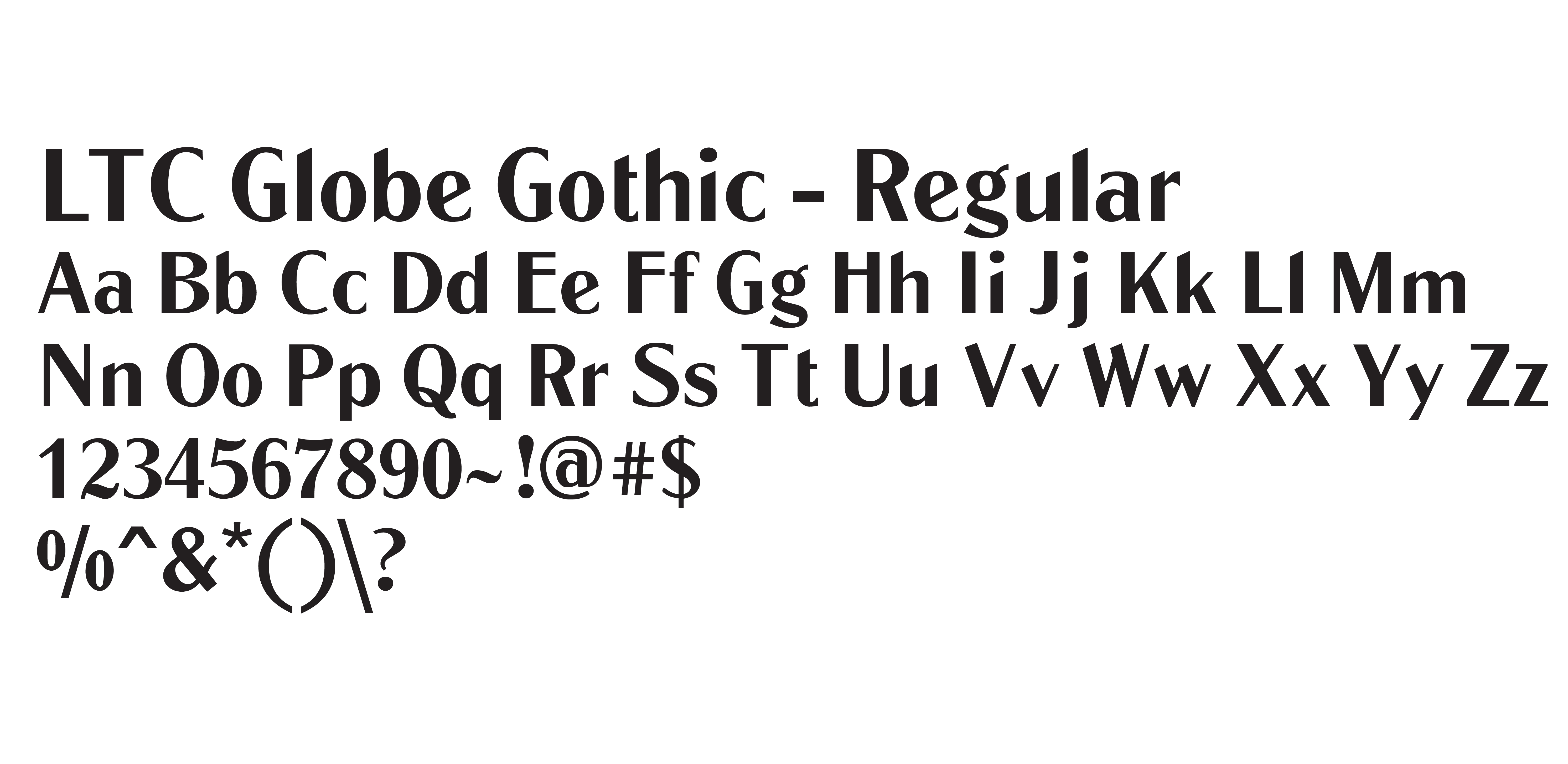 Type Study for The Definitive Guide to Kissing: LTC Globe Gothic Regular