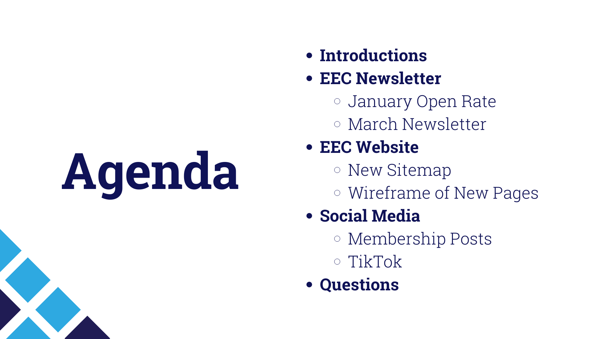 EEC Slide Deck Agenda