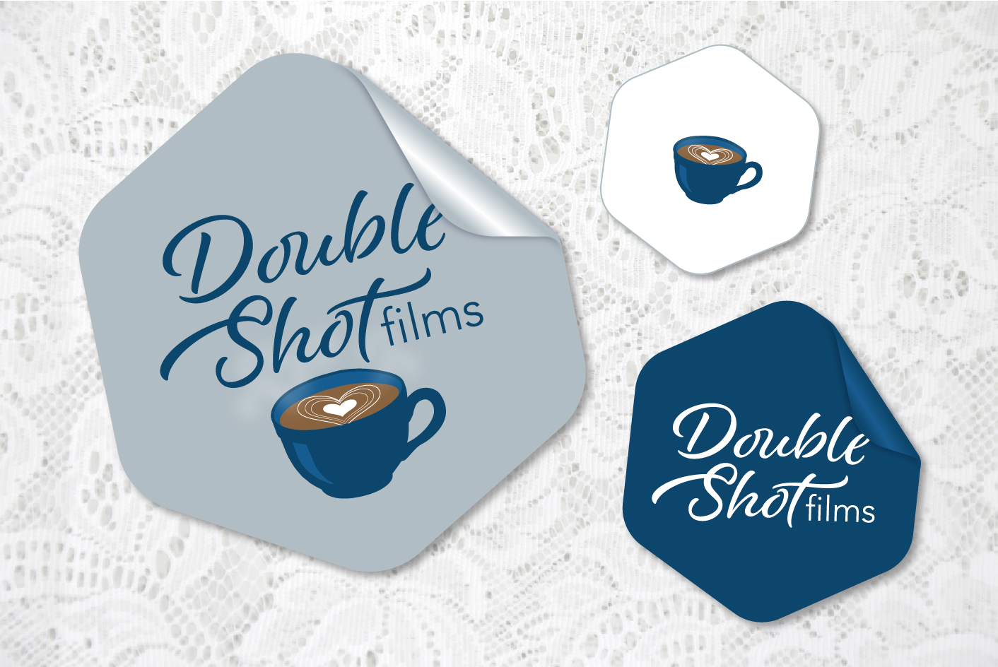 Stickers of the Double Shot Films logos