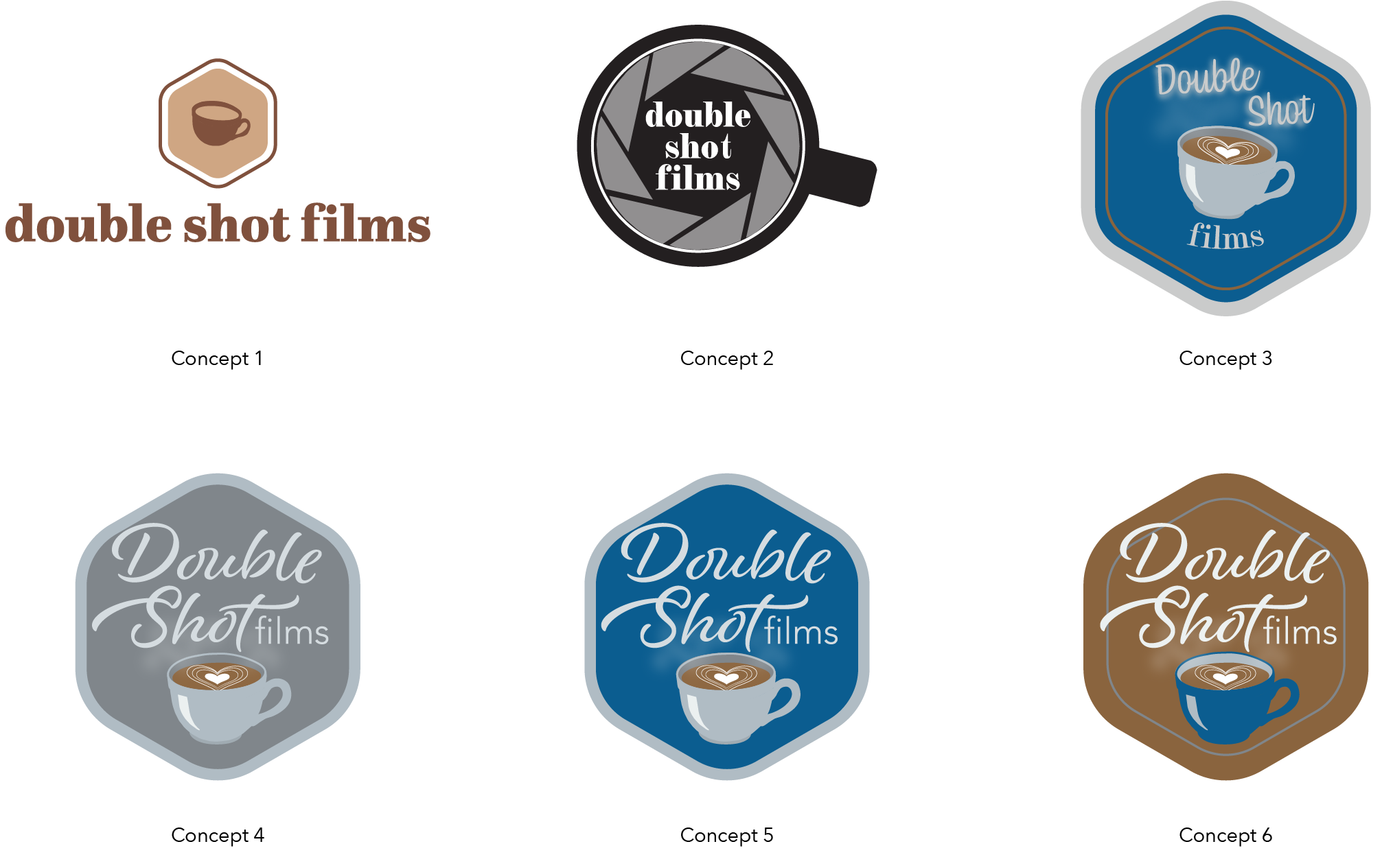 DSF-Logo-Development Double Shot Films early logo development of coffee cups